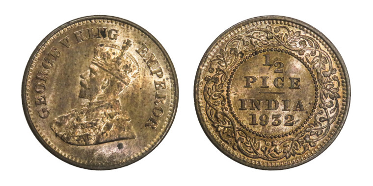 George V King & Emperor, 1/2 PICE - 1932