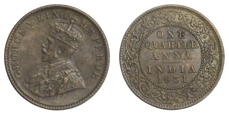 George V King Emperor, One Quarter Anna - 1931 # Lot 7