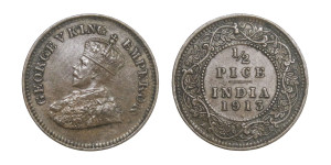 George V King Emperor, 1/2 PICE -1913 # Lot 7