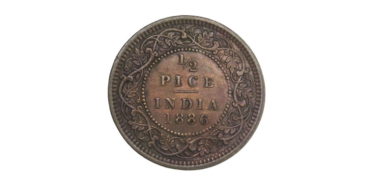 Victoria Empress, 1/2 PICE - 1886