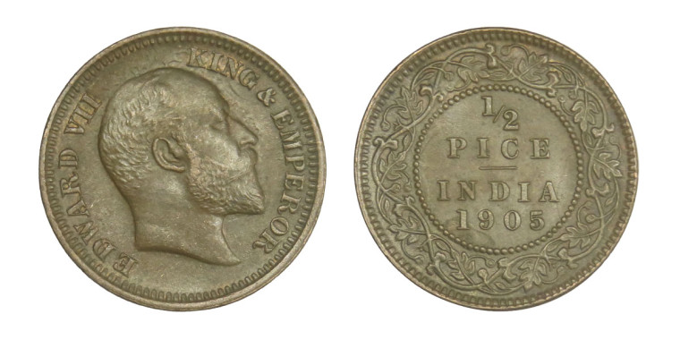 Edward VII King & Emperor, 1/2 PICE -1905 # 3