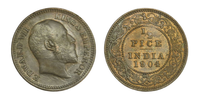 Edward VII King & Emperor, 1/2 PICE - 1904 # 4