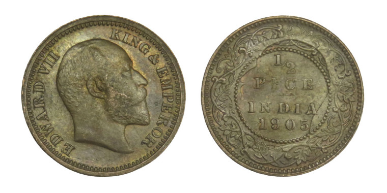 Edward VII King & Emperor, 1/2 PICE -1905 # 5