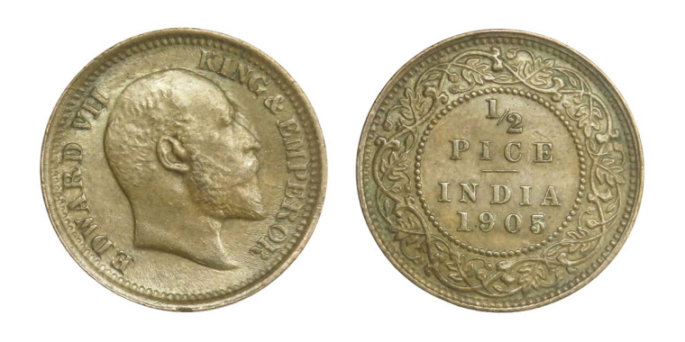 Edward VII King & Emperor, 1/2 PICE -1905 # 9