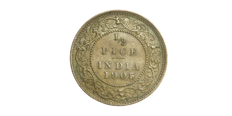 Edward VII King & Emperor, 1/2 PICE -1905 # 9