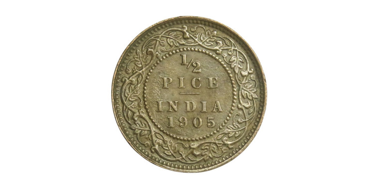 Edward VII King & Emperor, 1/2 PICE -1905 # 10