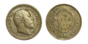 Edward VII Ghost Emperor, 1/2 PICE -1905 # 11