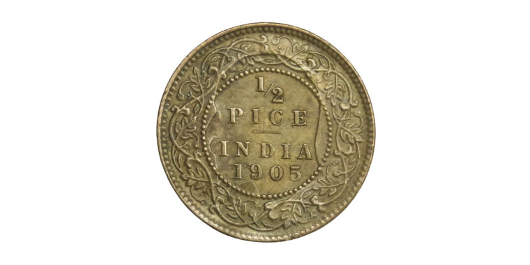 Edward VII Ghost Emperor, 1/2 PICE -1905 # 11