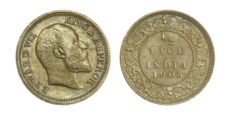 Edward VII King & Emperor, 1/2 PICE -1905 # 13