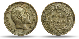 Edward VII Ghost Emperor, 1/2 PICE -1905 # 12