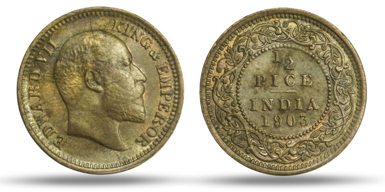 Edward VII King & Emperor, 1/2 PICE - 1903 # 5