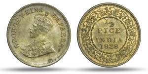 George V King Emperor, 1/2 PICE -1929 # 2