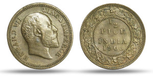 Edward VII Ghost Emperor, 1/2 PICE -1905 # 14