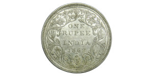 Victoria Queen, One Rupee - 1862- 0/3 DOT