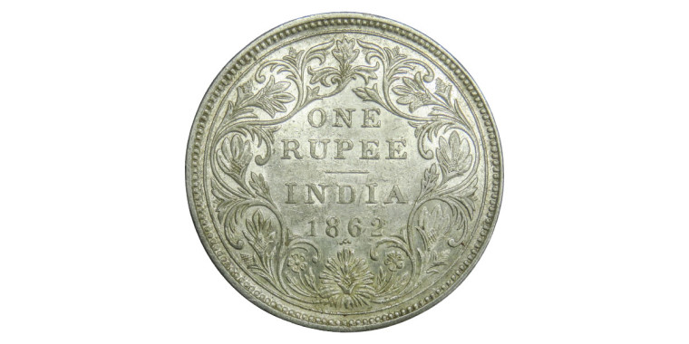 Victoria Queen, One Rupee - 1862- 0/3 DOT