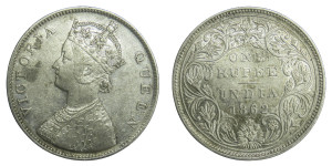 Victoria Queen, One Rupee - 1862 - 0/3 DOT