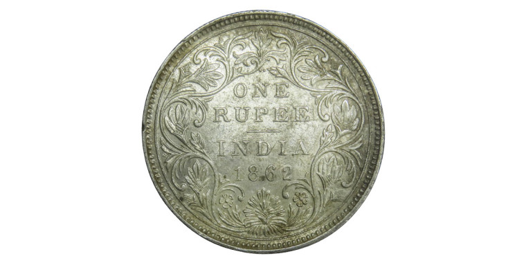 Victoria Queen, One Rupee - 1862 - 2/0 DOT