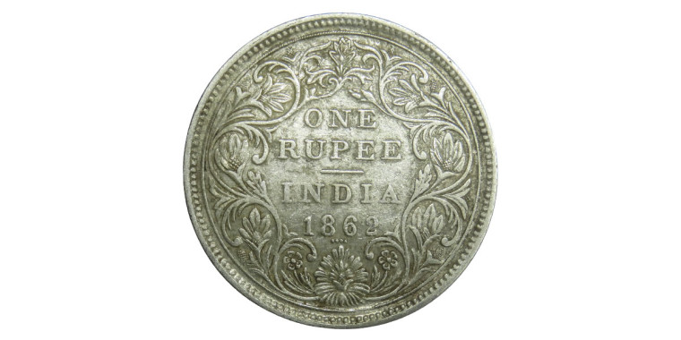 Victoria Queen, One Rupee - 1862 - 0/4 DOT