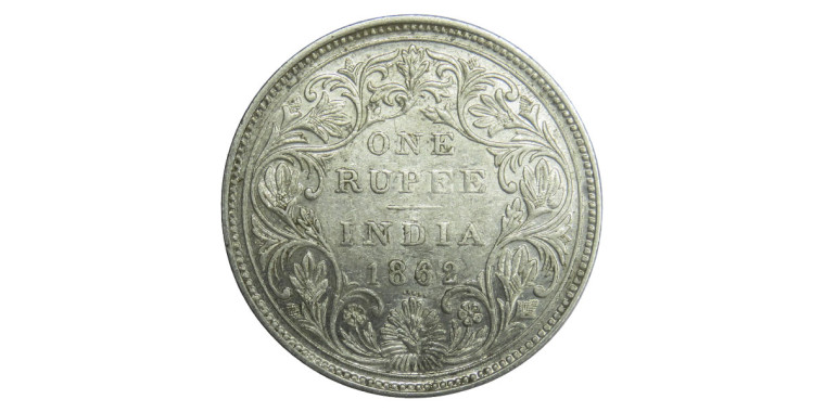 Victoria Queen, One Rupee - 1862 # 2 - 0/5 DOT