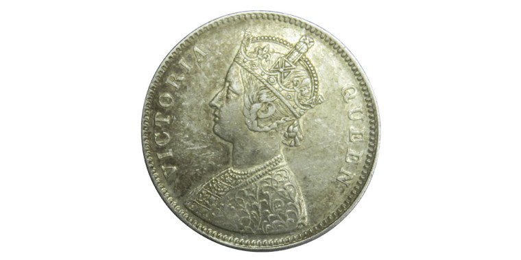 Victoria Queen, One Rupee - 1862 # 2 - 0/4 DOT