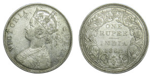 Victoria Queen, One Rupee - 1862 # 3