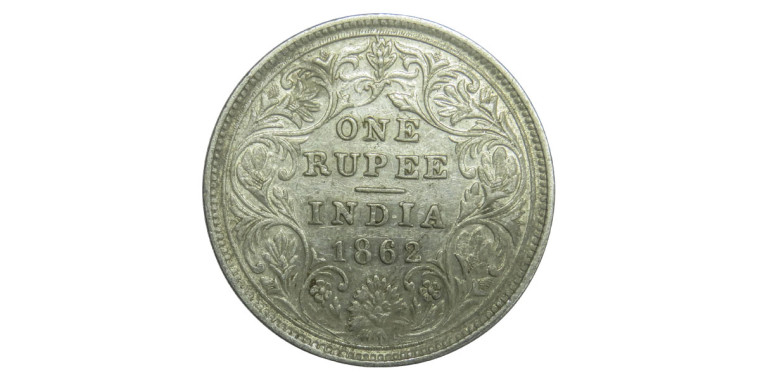 Victoria Queen, One Rupee - 1862 # 5