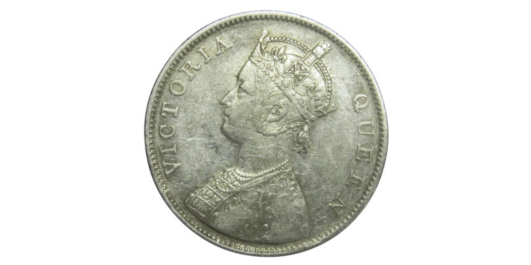 Victoria Queen, One Rupee - 1862 # 5 -  0/3 DOT