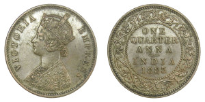 Victoria Empress, One Quarter Anna -1883 # lots 34