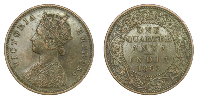 Victoria Empress, One Quarter Anna -1883 # lots 35