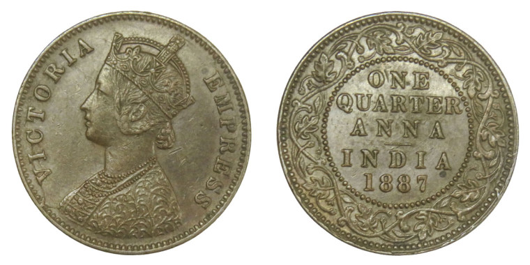 Victoria Empress, One Quarter Anna -1887 # lots 6