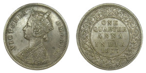 Victoria Empress, One Quarter Anna -1877 # lots 19