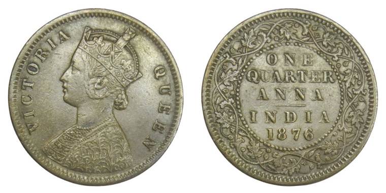 Victoria Empress, One Quarter Anna -1876 # lots 13