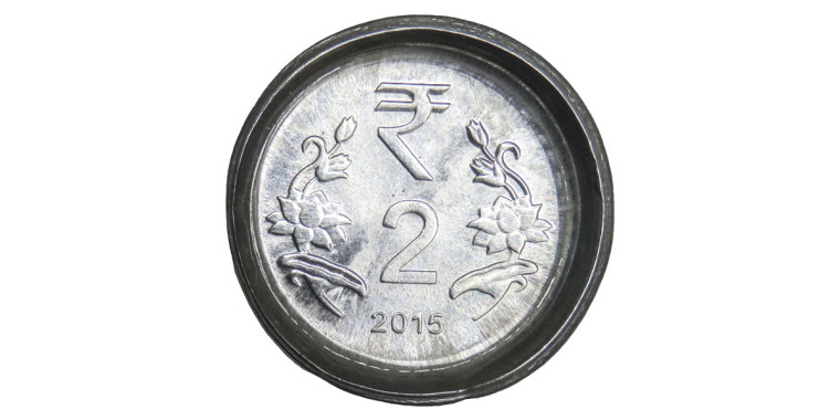 2 Rupee Error Lakhi / Cup shape -2015