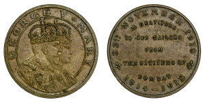 Copper medal of King George V & mary of 1919